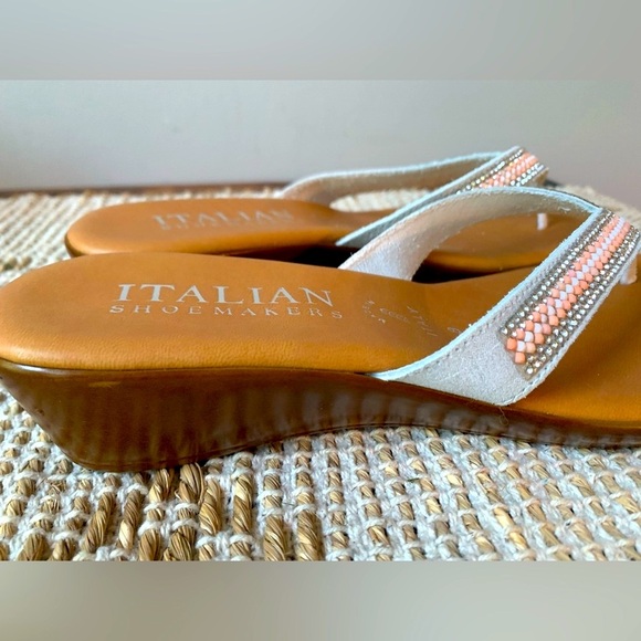 Italian Shoemakers Tan and Peach Wedge Sandals NWT - 8 - Picture 8 of 14
